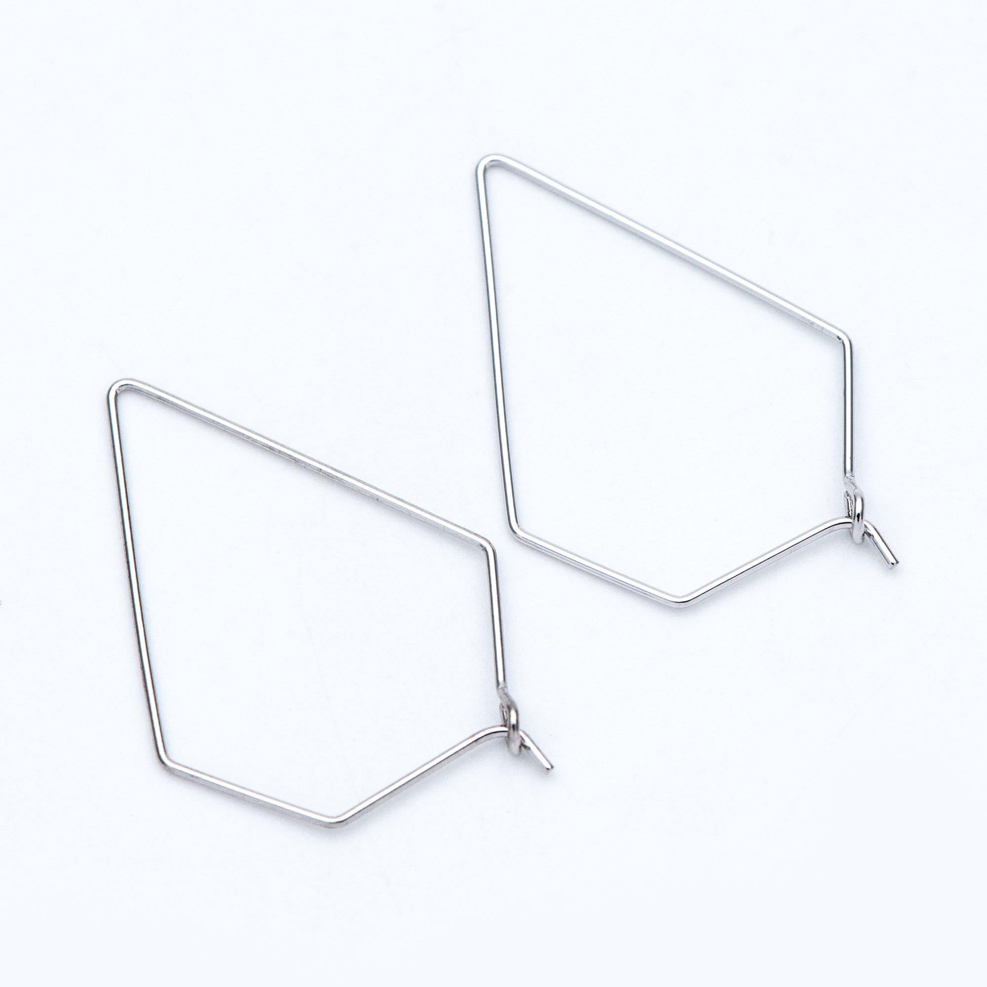 10pcs Gold/ Silver tone Geometric Hoop Earring 35x23mm, 18K Gold/ Rhodium plated Brass, Ear Wire Components (GB-705)